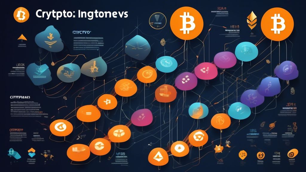 a highly detailed infographic illustrating the trend of crypto investment outflows over the past three weeks, totaling $435 million, with dynamic arrows and symbols representing various cryptocurrencies