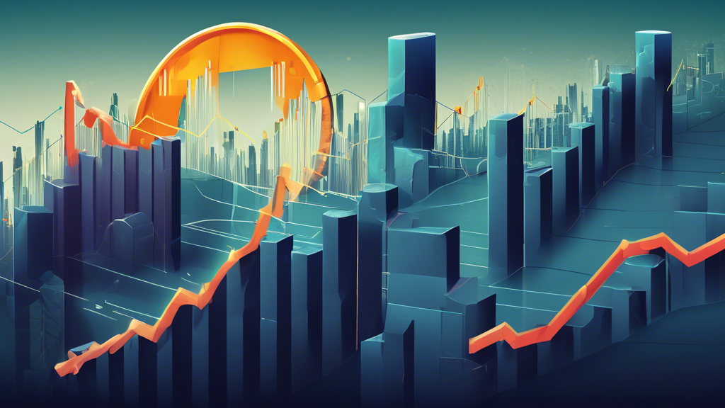 Digital art portraying a graph showcasing an 11.16% dip in NFT sales alongside Bitcoin symbolizing strength but with visible cracks, highlighting its struggle despite dominating market share, all set against a futuristic financial market landscape.