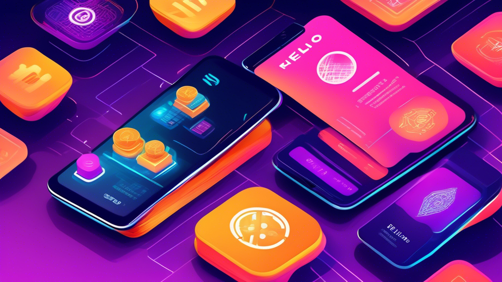 An innovative digital illustration of Helio's new cryptocurrency payment interface on Shopify, seamlessly integrating with Solana Pay, against a background of vibrant, interconnected blockchain networks.