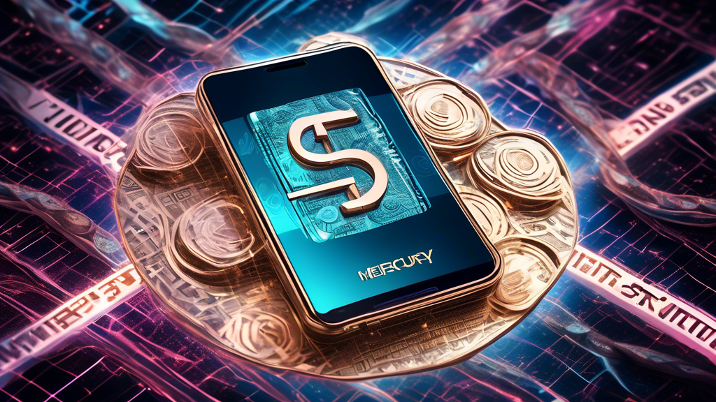An image of a futuristic digital wallet intertwining with a gleaming, metallic Mercury symbol, set against a backdrop of digital currency symbols and fiat money, showcasing a seamless transition between the two worlds.